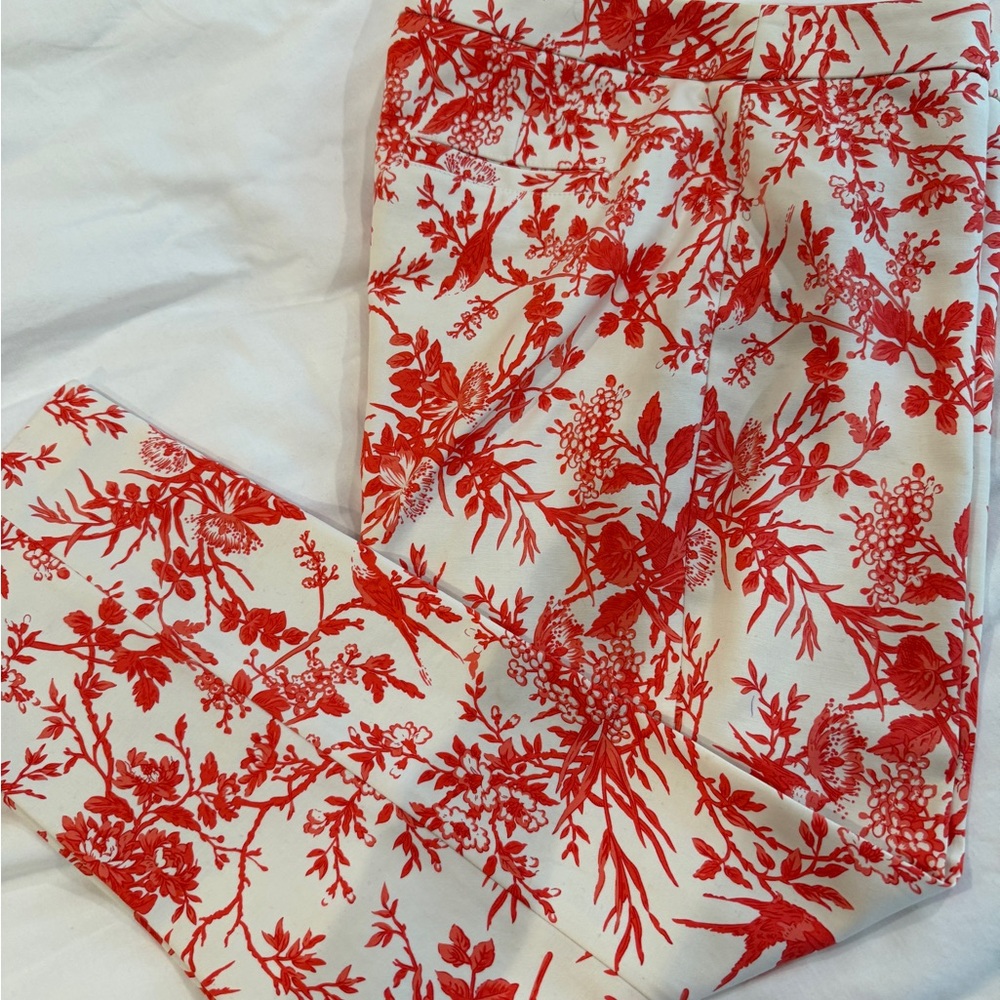 J. Peterman Red Toile Floral Pants